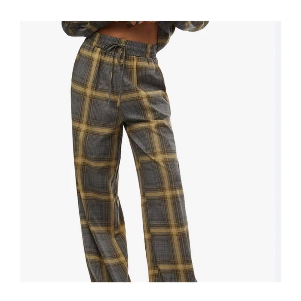 Revolve WeWoreWhat plaid pull on pajama style pants med NWT